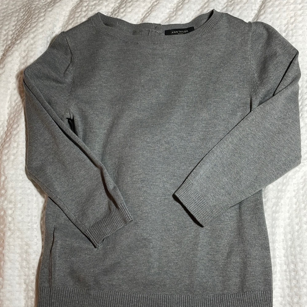Grey super soft silk+cotton XXSP sweater from Ann Taylor.